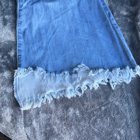 Distressed Flare Blue Jeans - Picture 4 of 10